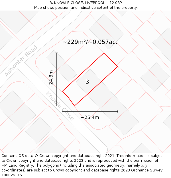 3, KNOWLE CLOSE, LIVERPOOL, L12 0RP: Plot and title map