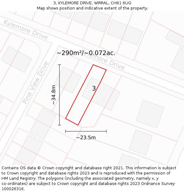 3, KYLEMORE DRIVE, WIRRAL, CH61 6UG: Plot and title map