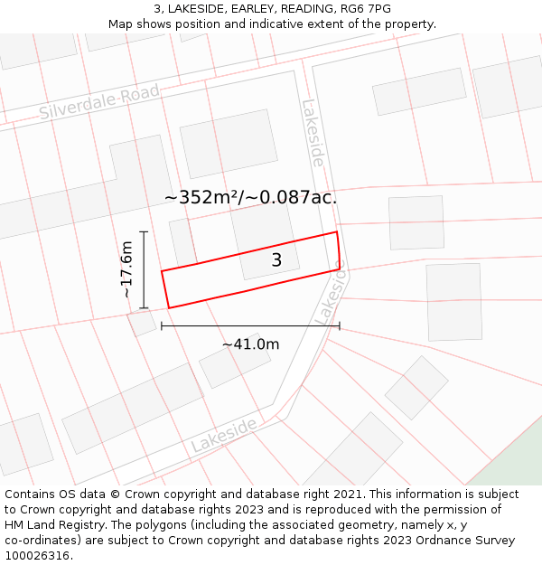 3, LAKESIDE, EARLEY, READING, RG6 7PG: Plot and title map