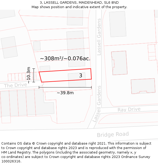 3, LASSELL GARDENS, MAIDENHEAD, SL6 8ND: Plot and title map