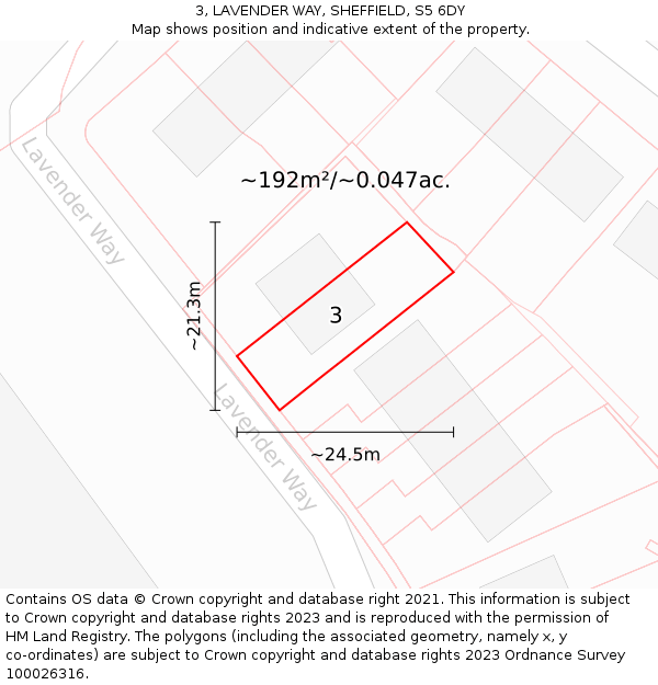 3, LAVENDER WAY, SHEFFIELD, S5 6DY: Plot and title map