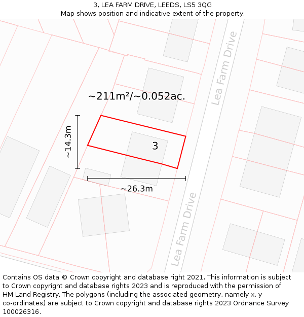 3, LEA FARM DRIVE, LEEDS, LS5 3QG: Plot and title map