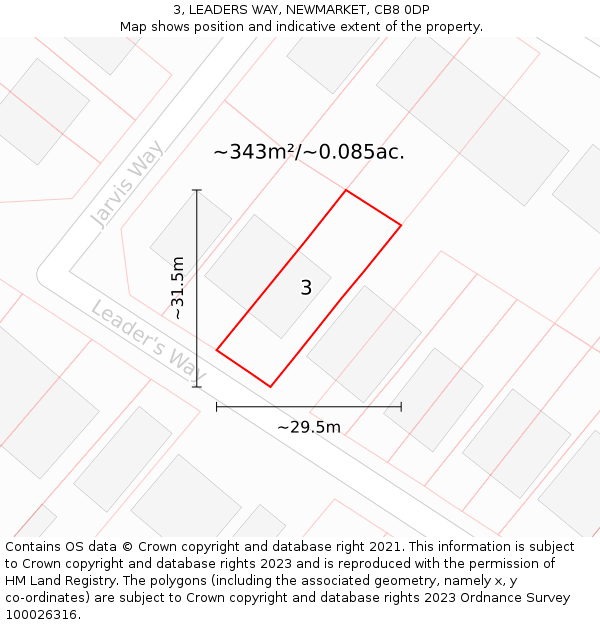 3, LEADERS WAY, NEWMARKET, CB8 0DP: Plot and title map