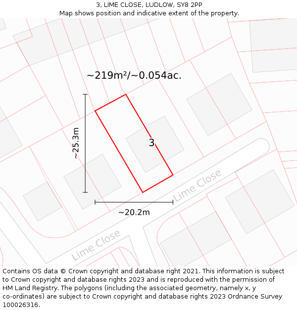 3, LIME CLOSE, LUDLOW, SY8 2PP: Plot and title map