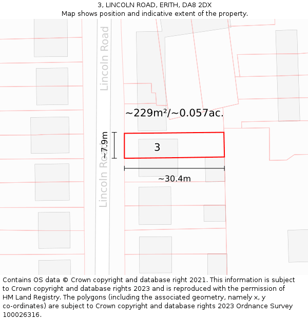 3, LINCOLN ROAD, ERITH, DA8 2DX: Plot and title map