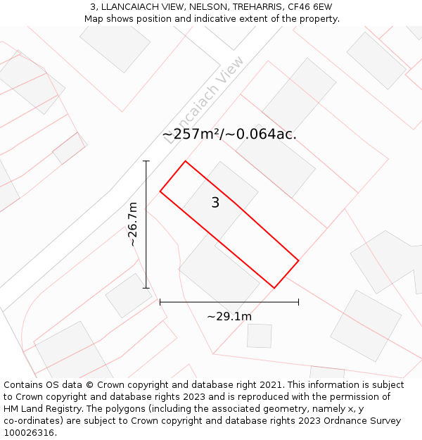 3, LLANCAIACH VIEW, NELSON, TREHARRIS, CF46 6EW: Plot and title map