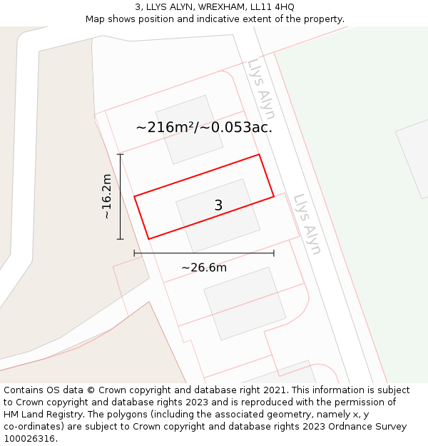 3, LLYS ALYN, WREXHAM, LL11 4HQ: Plot and title map