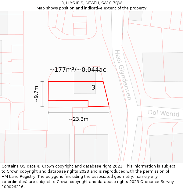3, LLYS IRIS, NEATH, SA10 7QW: Plot and title map