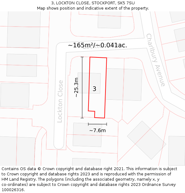 3, LOCKTON CLOSE, STOCKPORT, SK5 7SU: Plot and title map