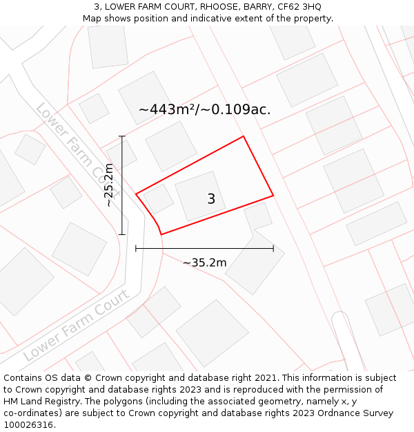3, LOWER FARM COURT, RHOOSE, BARRY, CF62 3HQ: Plot and title map