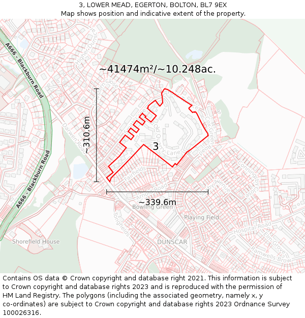 3, LOWER MEAD, EGERTON, BOLTON, BL7 9EX: Plot and title map