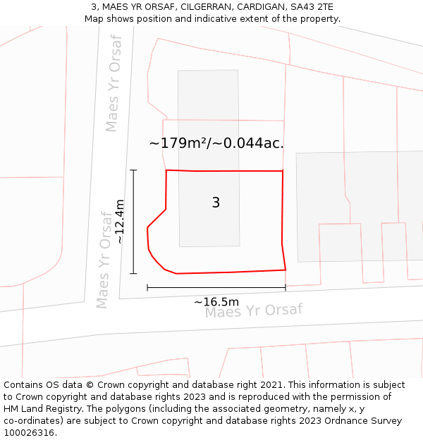3, MAES YR ORSAF, CILGERRAN, CARDIGAN, SA43 2TE: Plot and title map
