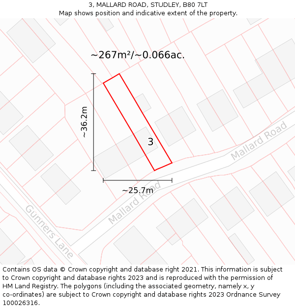 3, MALLARD ROAD, STUDLEY, B80 7LT: Plot and title map