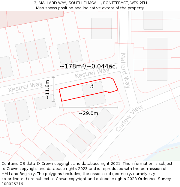 3, MALLARD WAY, SOUTH ELMSALL, PONTEFRACT, WF9 2FH: Plot and title map