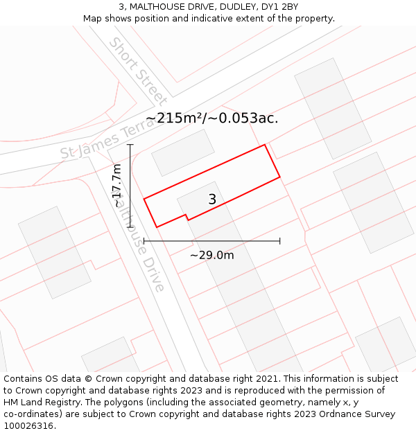 3, MALTHOUSE DRIVE, DUDLEY, DY1 2BY: Plot and title map