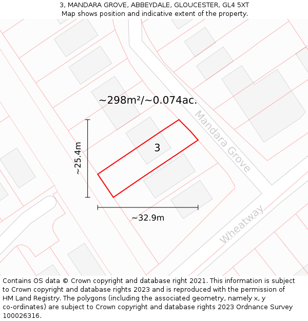 3, MANDARA GROVE, ABBEYDALE, GLOUCESTER, GL4 5XT: Plot and title map