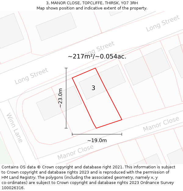3, MANOR CLOSE, TOPCLIFFE, THIRSK, YO7 3RH: Plot and title map