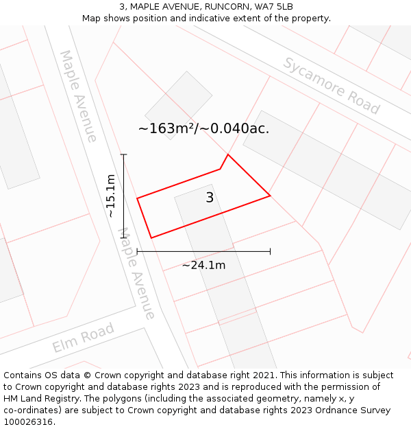 3, MAPLE AVENUE, RUNCORN, WA7 5LB: Plot and title map