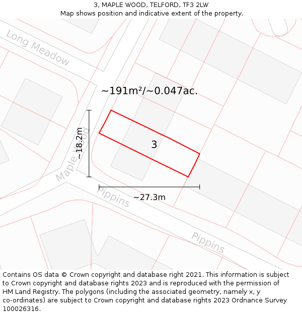 3, MAPLE WOOD, TELFORD, TF3 2LW: Plot and title map