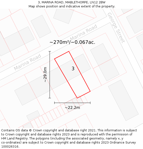 3, MARINA ROAD, MABLETHORPE, LN12 2BW: Plot and title map