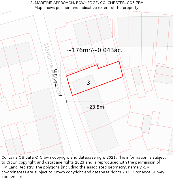 3, MARITIME APPROACH, ROWHEDGE, COLCHESTER, CO5 7BA: Plot and title map