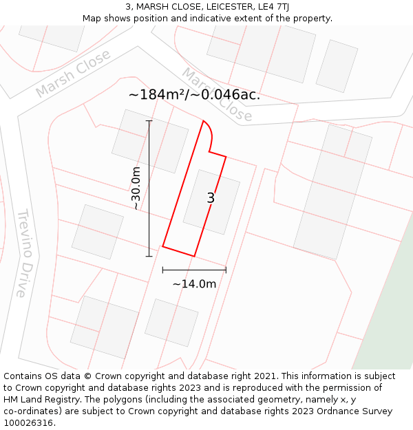 3, MARSH CLOSE, LEICESTER, LE4 7TJ: Plot and title map