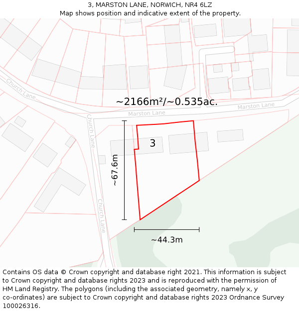 3, MARSTON LANE, NORWICH, NR4 6LZ: Plot and title map