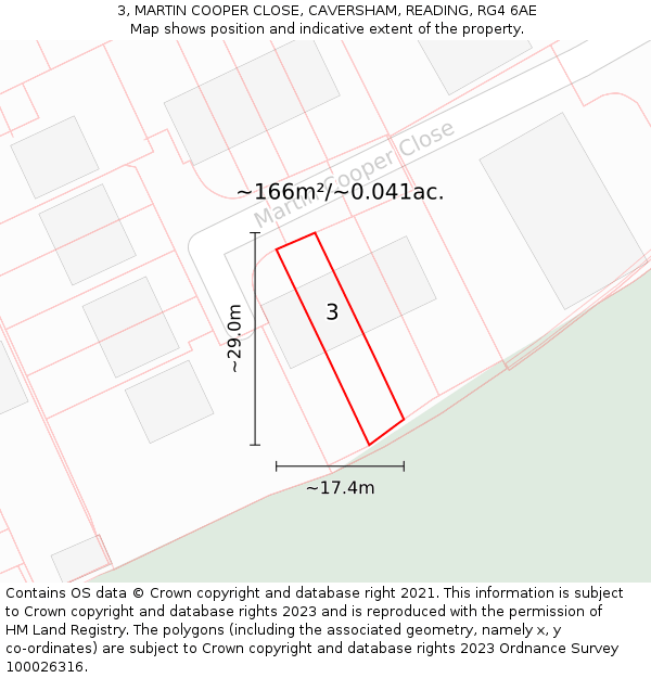 3, MARTIN COOPER CLOSE, CAVERSHAM, READING, RG4 6AE: Plot and title map