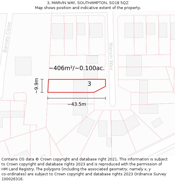 3, MARVIN WAY, SOUTHAMPTON, SO18 5QZ: Plot and title map