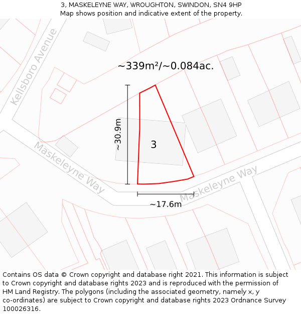 3, MASKELEYNE WAY, WROUGHTON, SWINDON, SN4 9HP: Plot and title map