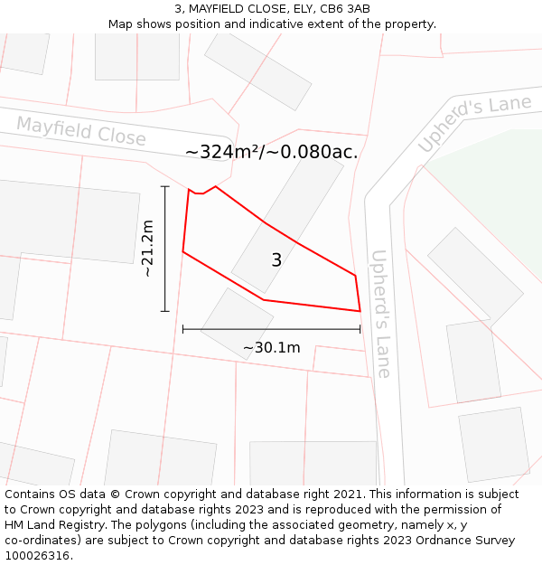 3, MAYFIELD CLOSE, ELY, CB6 3AB: Plot and title map