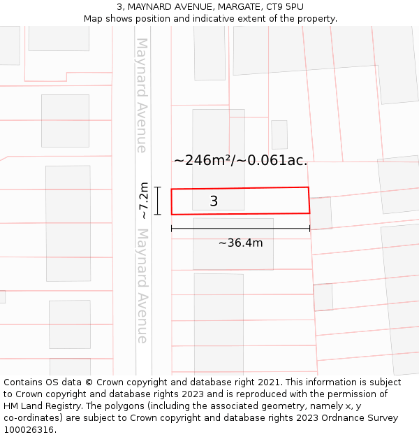 3, MAYNARD AVENUE, MARGATE, CT9 5PU: Plot and title map