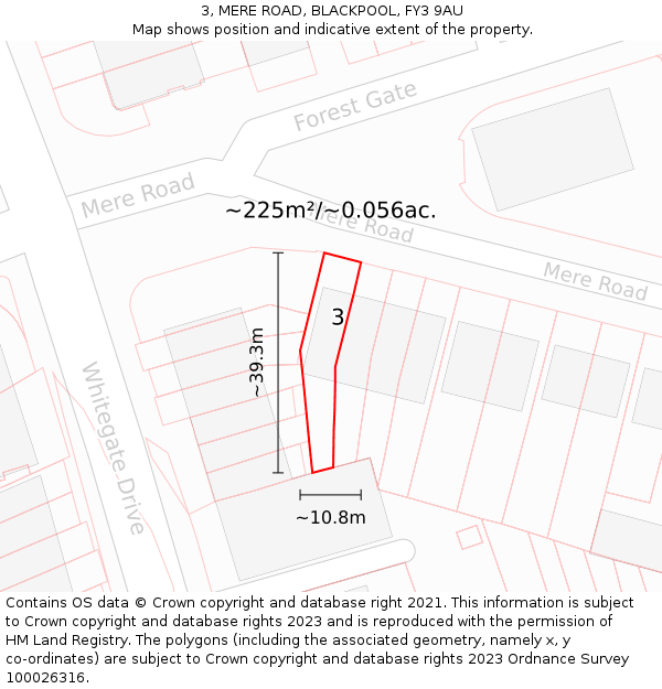 3, MERE ROAD, BLACKPOOL, FY3 9AU: Plot and title map