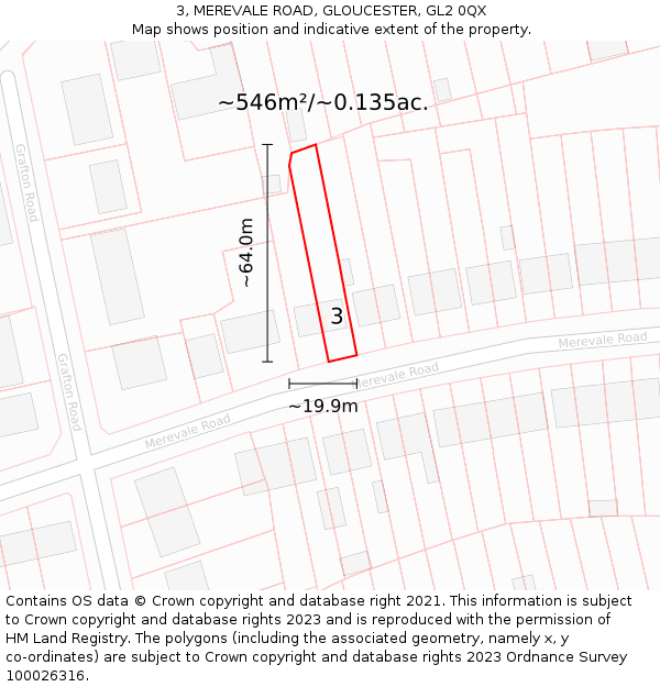 3, MEREVALE ROAD, GLOUCESTER, GL2 0QX: Plot and title map