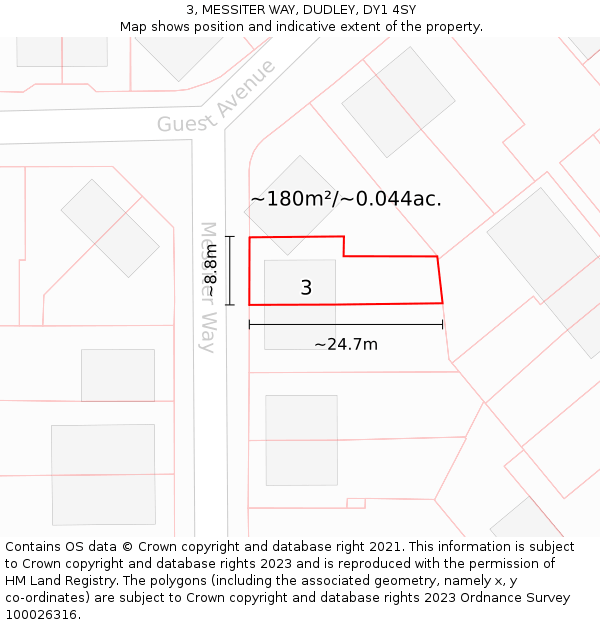3, MESSITER WAY, DUDLEY, DY1 4SY: Plot and title map