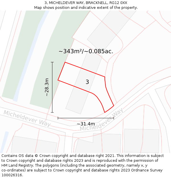 3, MICHELDEVER WAY, BRACKNELL, RG12 0XX: Plot and title map