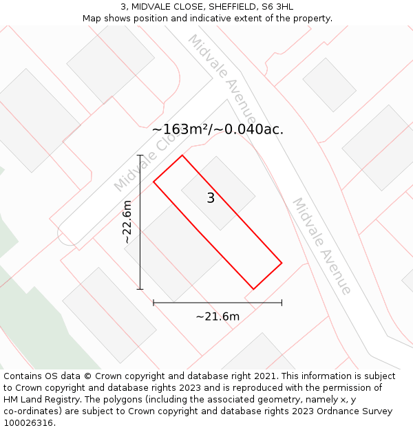 3, MIDVALE CLOSE, SHEFFIELD, S6 3HL: Plot and title map