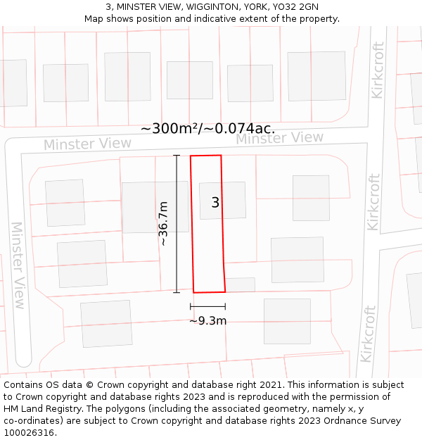 3, MINSTER VIEW, WIGGINTON, YORK, YO32 2GN: Plot and title map