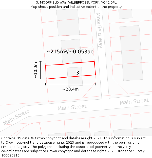 3, MOORFIELD WAY, WILBERFOSS, YORK, YO41 5PL: Plot and title map