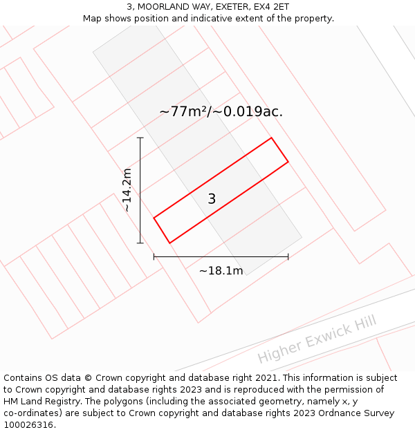3, MOORLAND WAY, EXETER, EX4 2ET: Plot and title map