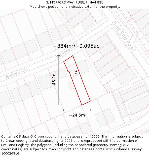 3, MORFORD WAY, RUISLIP, HA4 8SL: Plot and title map