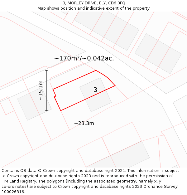 3, MORLEY DRIVE, ELY, CB6 3FQ: Plot and title map