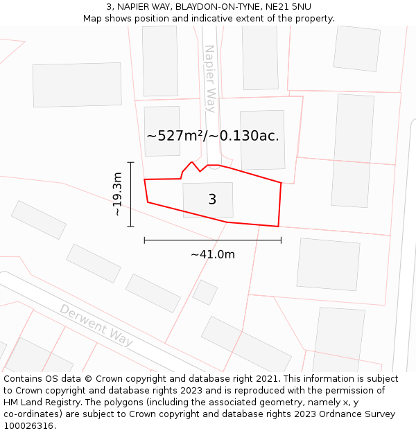 3, NAPIER WAY, BLAYDON-ON-TYNE, NE21 5NU: Plot and title map