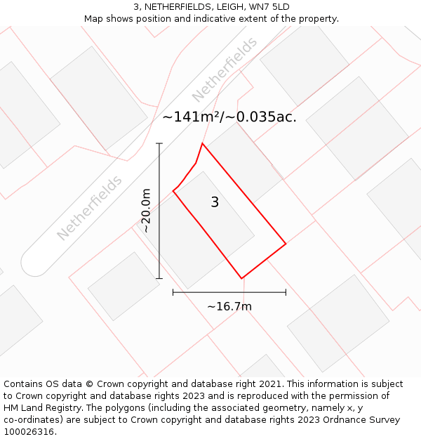 3, NETHERFIELDS, LEIGH, WN7 5LD: Plot and title map