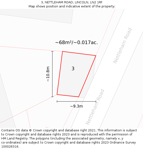 3, NETTLEHAM ROAD, LINCOLN, LN2 1RF: Plot and title map