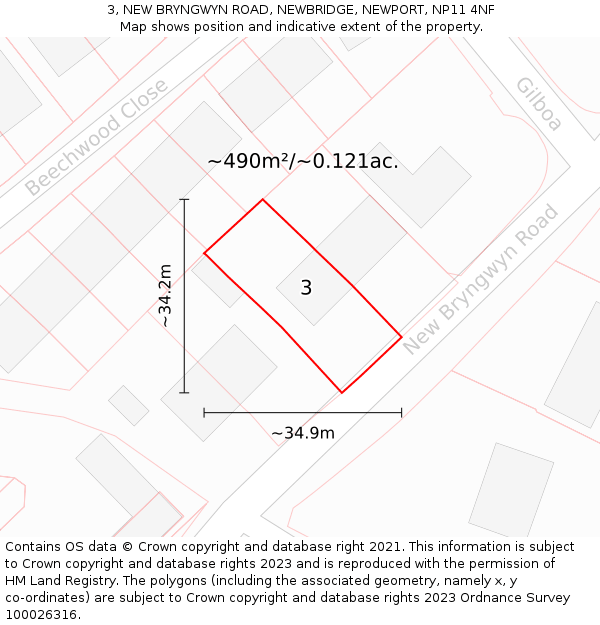 3, NEW BRYNGWYN ROAD, NEWBRIDGE, NEWPORT, NP11 4NF: Plot and title map
