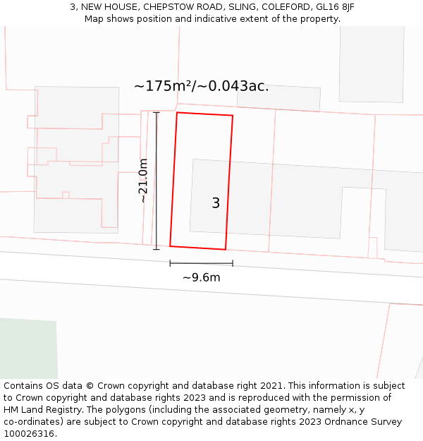3, NEW HOUSE, CHEPSTOW ROAD, SLING, COLEFORD, GL16 8JF: Plot and title map