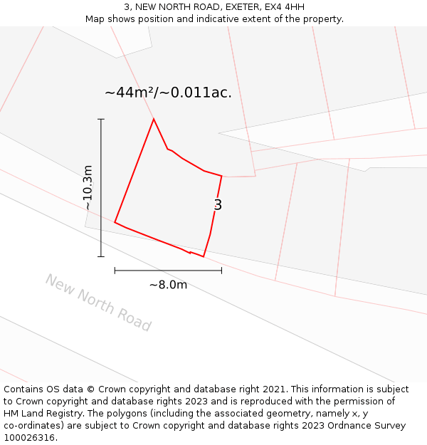 3, NEW NORTH ROAD, EXETER, EX4 4HH: Plot and title map