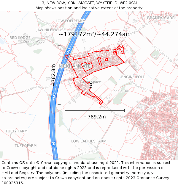 3, NEW ROW, KIRKHAMGATE, WAKEFIELD, WF2 0SN: Plot and title map