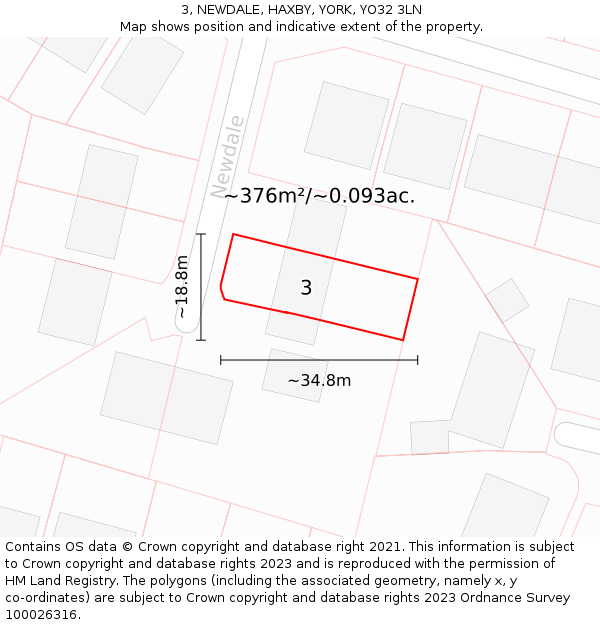 3, NEWDALE, HAXBY, YORK, YO32 3LN: Plot and title map